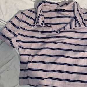 Striped collared crop top